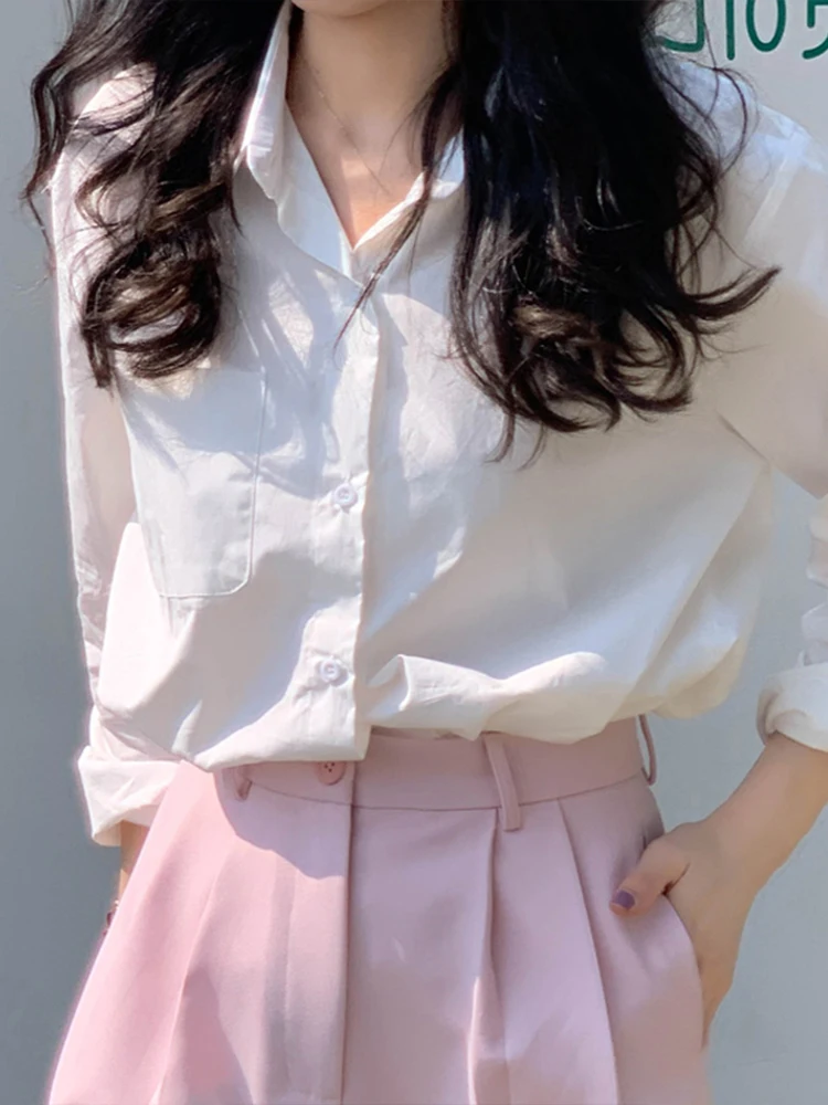 Pink Shirt Women's New Early Spring Dragon Fruit Color Top Layered Sweater Base Inner Shirt Coat Autumn Winter Korean Style P...