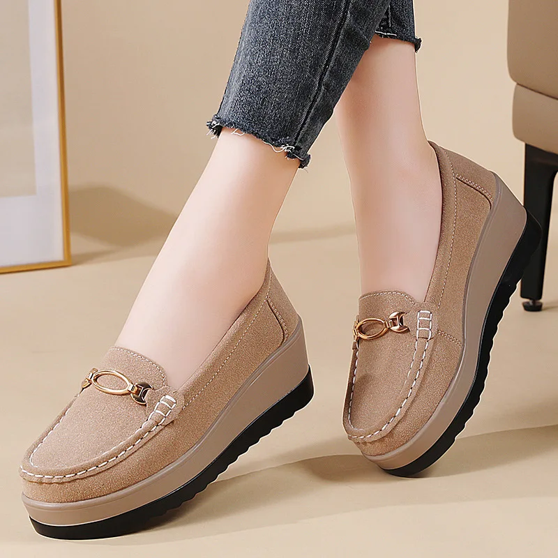 New autumn platform shoes for women - stylish chunky sole, versatile mom shoes, women's slip-ons, non-slip casual shoes