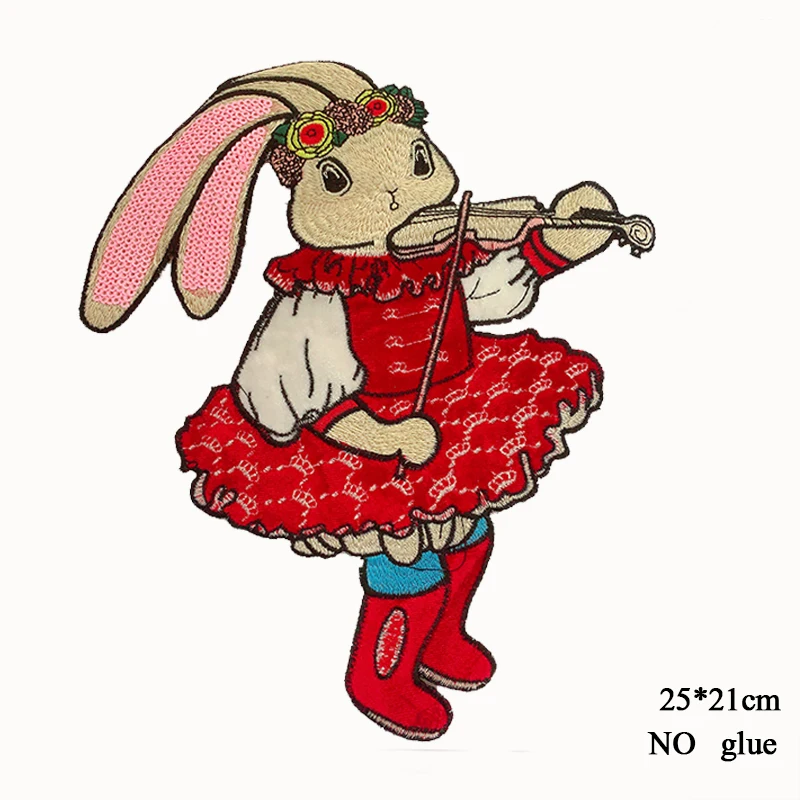 Rabbit Embroidery Patch Cartoon Back Patch Badge Large Embroidery Patches for Clothes Clothing Sewing Supplies