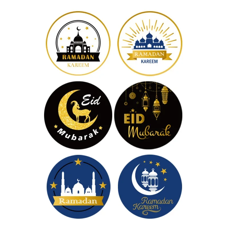 Eid Mubarak Gift Sealing Stickers Paper Labels Ramadan Kareem Gifts Packaging Supplies Happy Eid Al-fitr Islam Party Decor