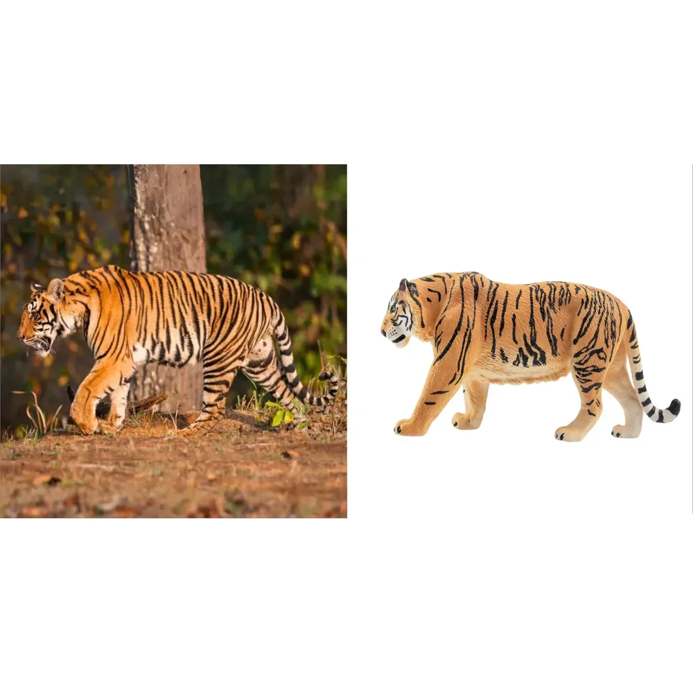 Simulation Tiger Wildlife Animal Model Toy Mini Figures Dolls Action Figurines Toys for Children Gift Cake Decoration