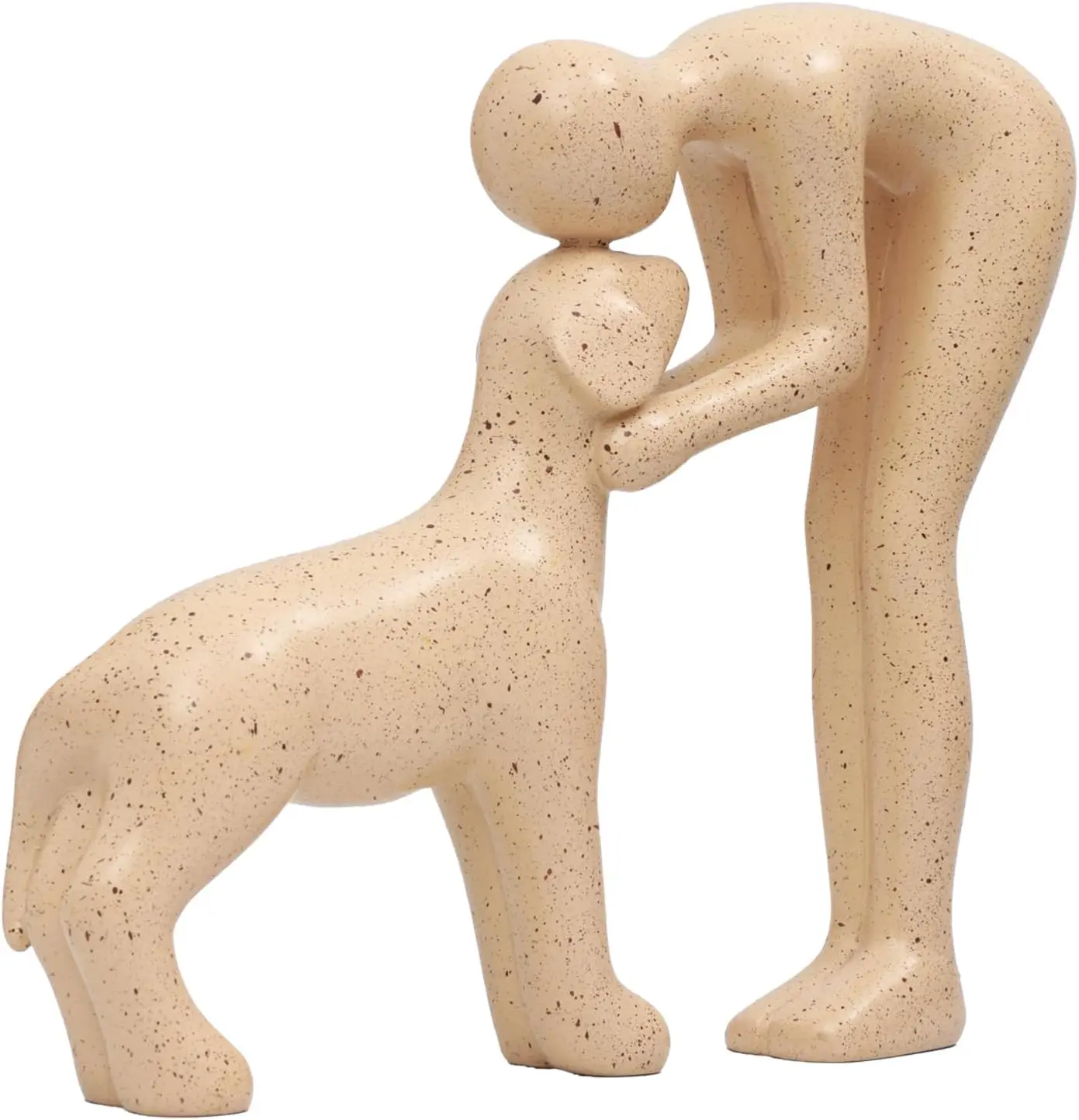 Dog Sculpture & Man Statue - Cute Home Decor Accents, Sandstone Dog Decor for Shelf, Office & Living Room, Thoughtful Memorial G