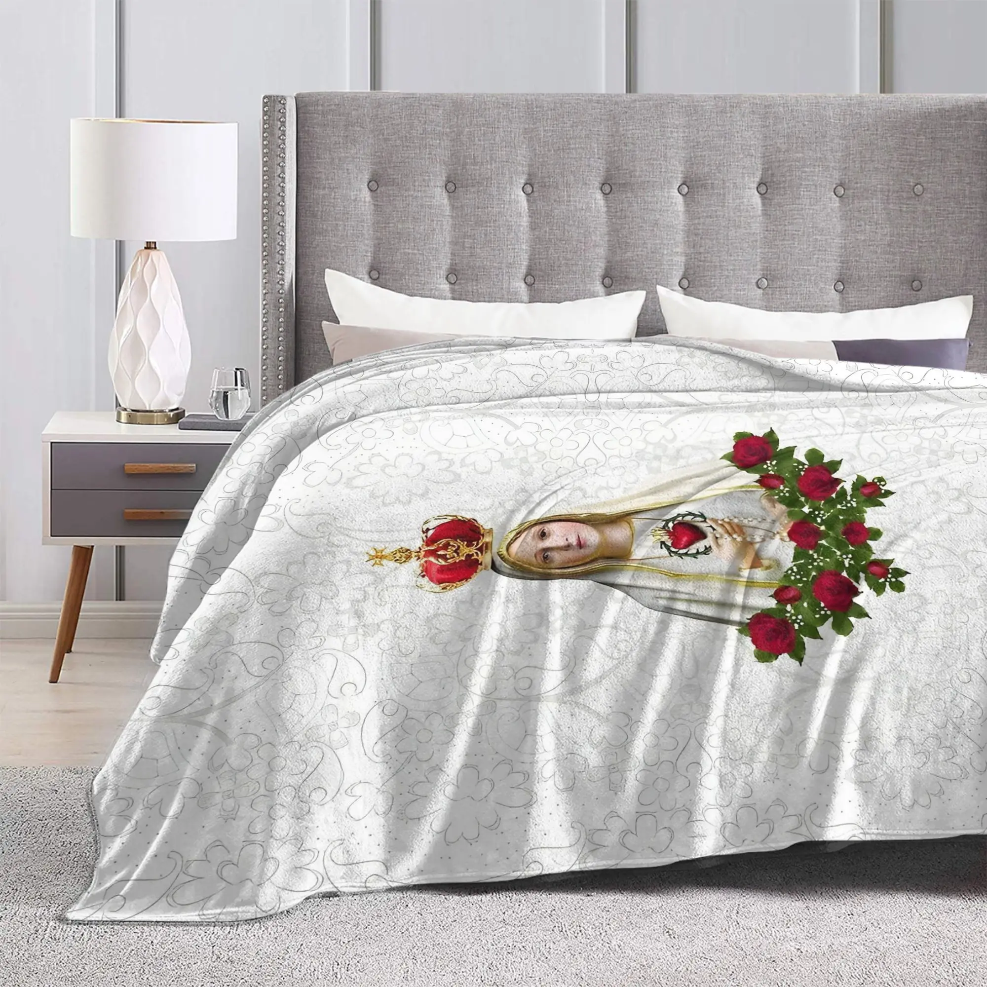 مريم العذراء بطانيات محبوكة الكاثوليكية سانت الفانيلا رمي بطانية أريكة تتحول لسرير المحمولة فائقة النعومة الدافئة المفرش #6