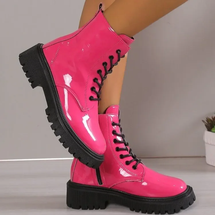 Women's Luxury Comfort New Style Elegant and Stylish Mid-Heel Round-Toe British-Style Motorcycle Boots  Cosplay Boots 2025 New