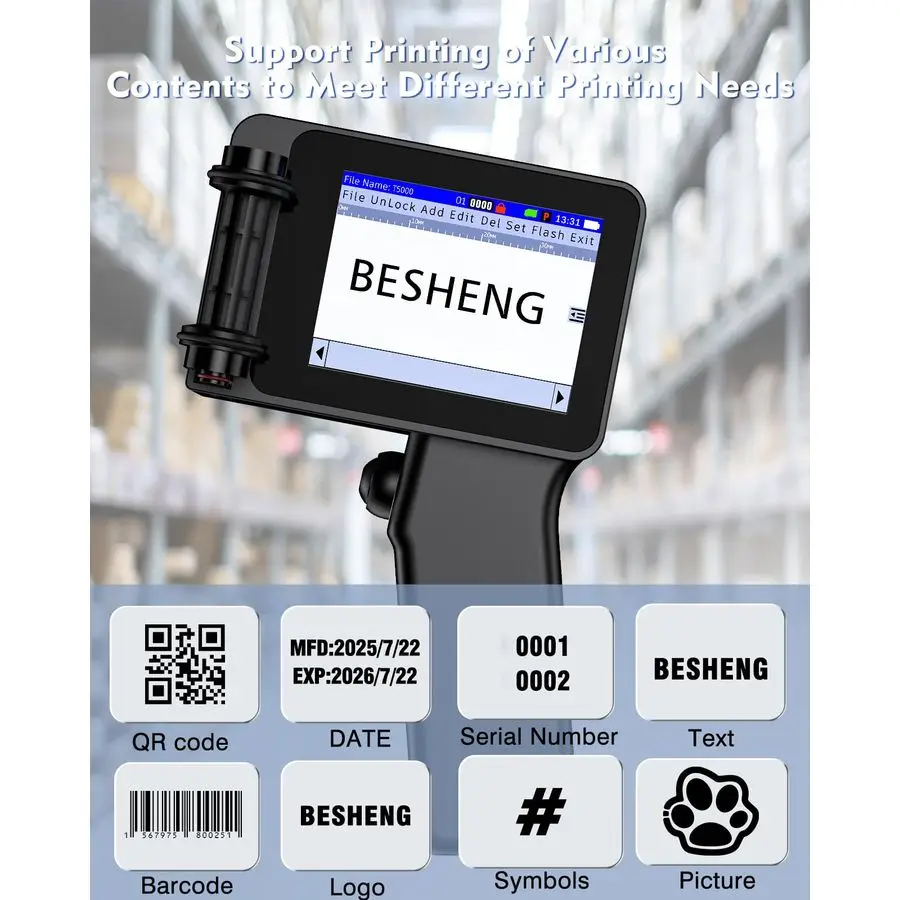 طابعة نافثة للحبر، طابعة رموز الدفعة لرقم صورة وقت QRCode، طابعة تاريخ صغيرة مع خرطوشة حبر سريعة الجفاف سعة 42 مل لـ Ma #2