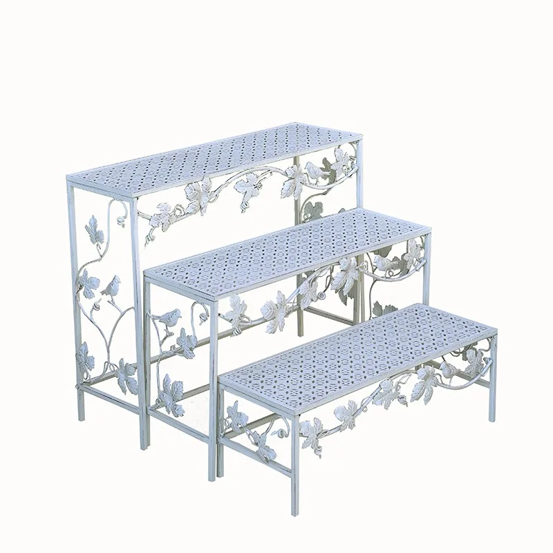 

Wrought iron staircase flower stand garden courtyard balcony flower pot screen one-piece floor-to-ceiling stepped shelf