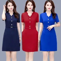 Women's plus Size MIDI Summer Short-Sleeved Dress Woman Dress Vestido De Mujer Femme Robe