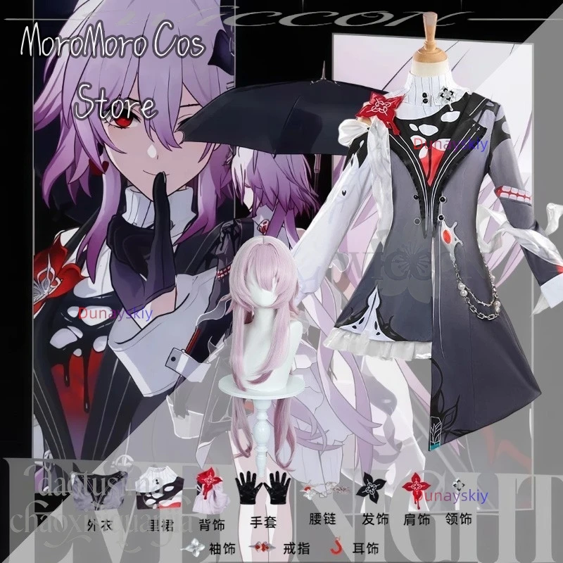

Evernight Costume Anime Game Honkai: Star Rail Cosplay Goth Lolita Pink Purple Jellyfish Wig Jirai Kei Girls Halloween Christmas