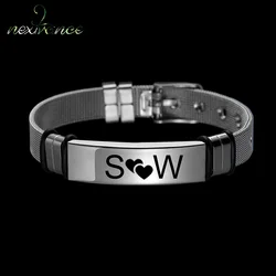 Nextvance Custom name Bracelet For Men Steel Adjusted Personalized Engraved Date for Couple Boy Unisex Cuff Bangle Jewelry Gift