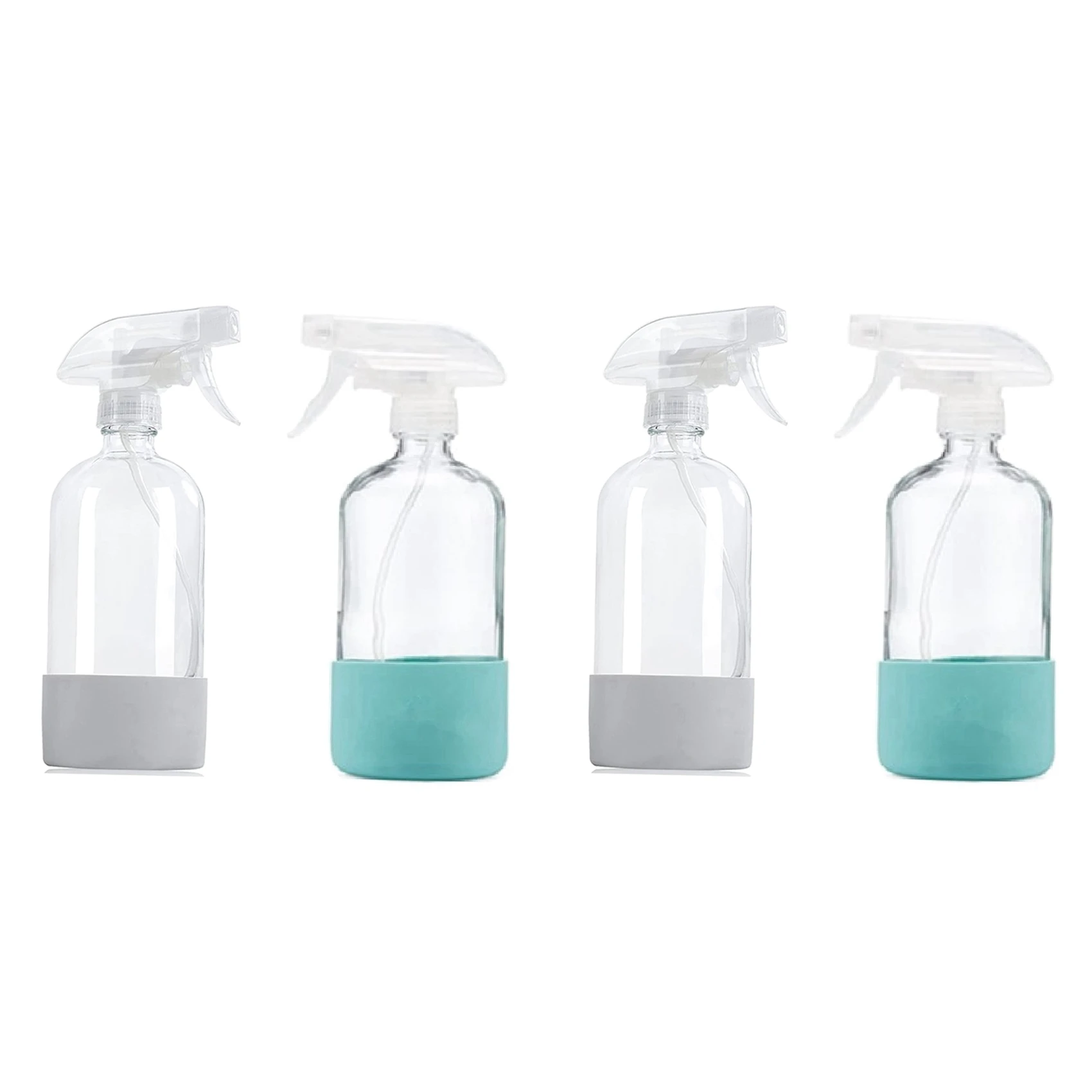 

2X Clear Glass Spray Bottles With Silicone Sleeve, Refillable Empty Bottle For Cleaning Solutions, Water Sprayer