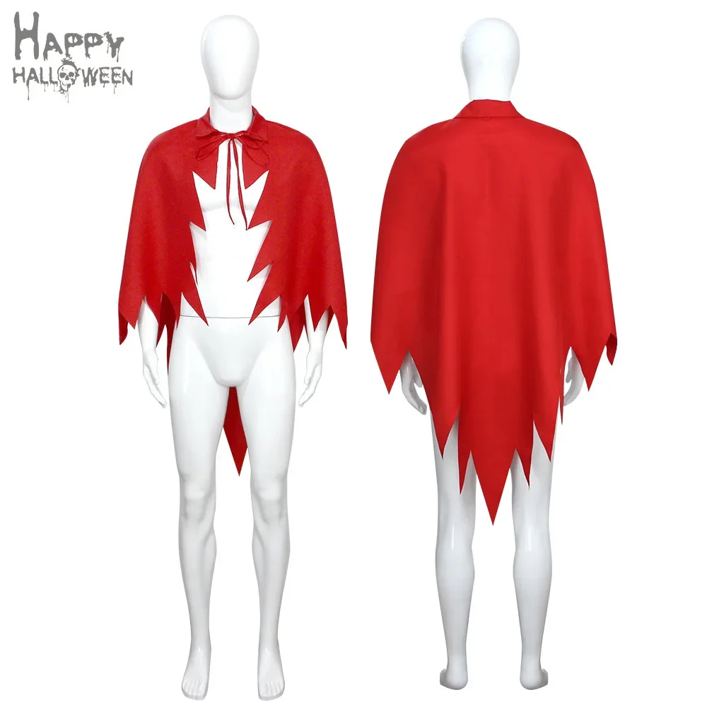 Capa de Halloween Cosplay para homens e mulheres, bainha irregular, estilo rabo de pomba, xale vermelho, terno carnaval de Natal