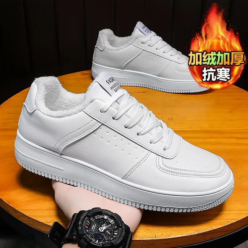 أحذية بيضاء كاجوال خفيفة الوزن أحذية رياضية جلدية للرجال أحذية التزلج المسطحة القابلة للتنفس أحذية رياضية للتنس Zapatillas Hombre