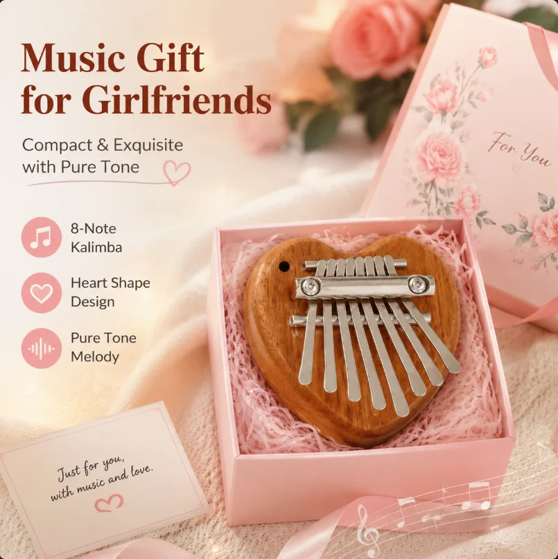 8 Keys Mini Kalimba Wooden Thumb Piano with Lanyard Finger Piano Musical Instrument Portable Compact & Exquisite with Pure Tone view 4