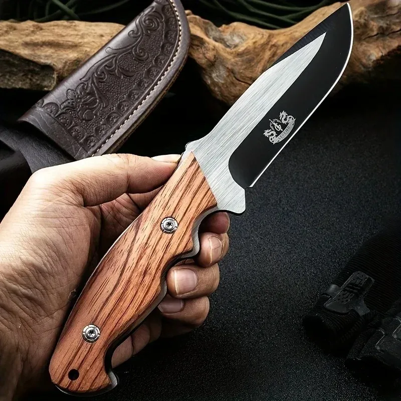 High hardness field knife, portable small knife for camping survival, sharp edge small straight knife (including knife case)