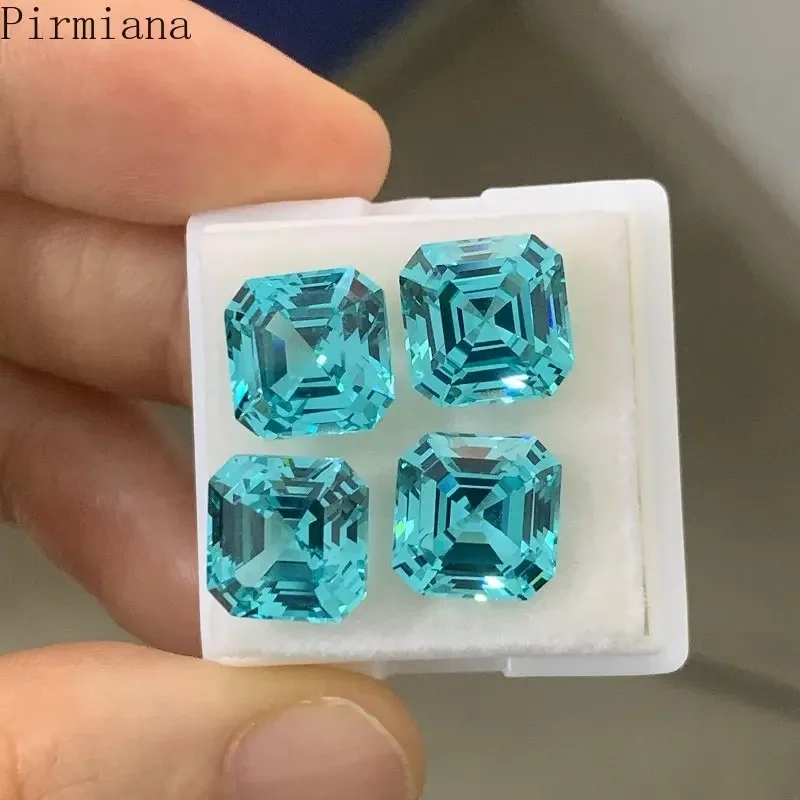 

Pirmiana New Popular Paraiba Color Lab Sapphire Asscher Cut Gemstone for Jewelry Making