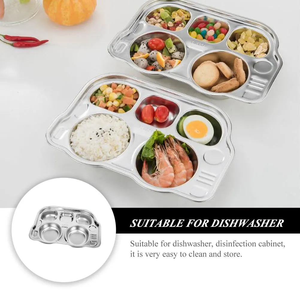 

Разделенная домашняя еда из нержавеющей стали для детей, поднос для завтрака с героями мультфильмов, безопасный для посудомоечной машины, сервировочный поднос, кухонный ужин