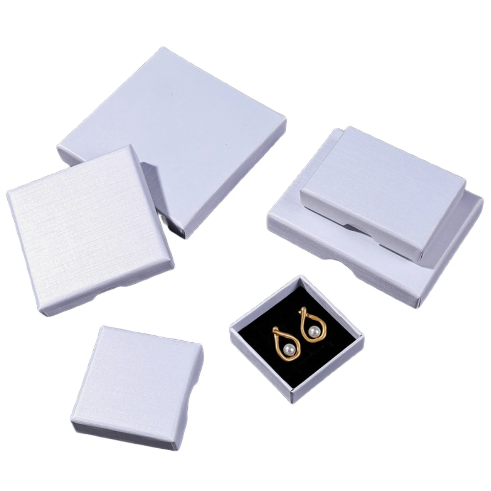 

27/30Pcs Thin Snap Cover Paper Jewelry Box with Sponge Square/Rectangle Solid Color Necklace Earrings Box DIY Packing Supplies