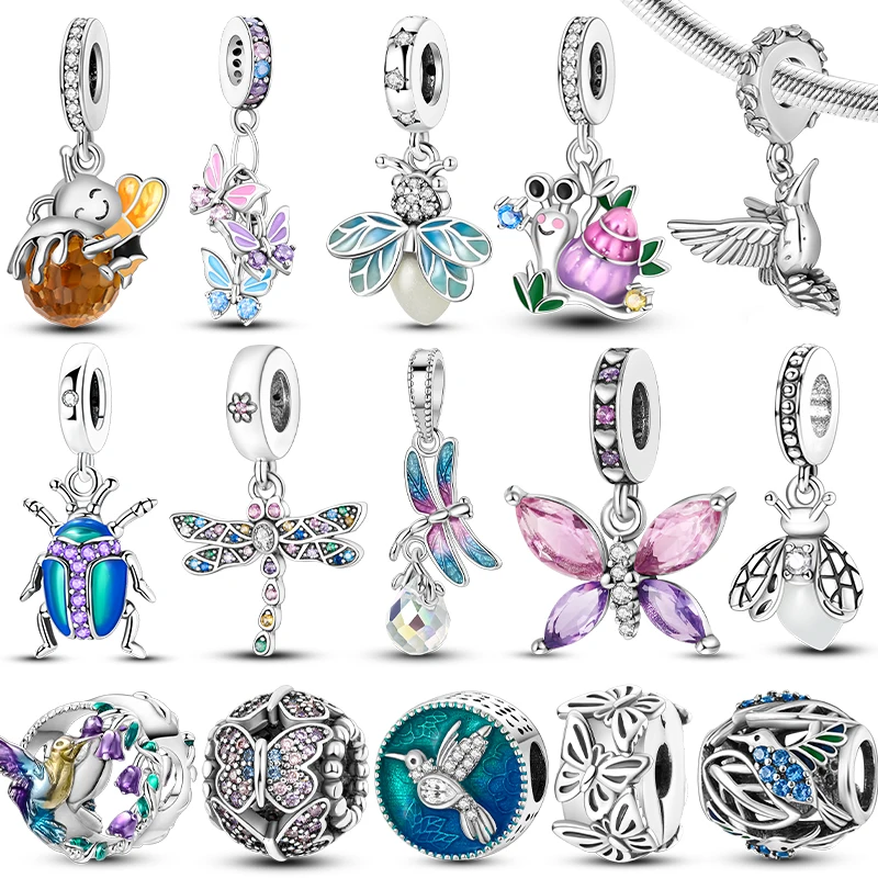 

Серебро 925, подвески, насекомые, бабочки, светлячки, подвески, бусины для женщин, подходят для оригинального браслета, ожерелья, изящные ювелирные изделия