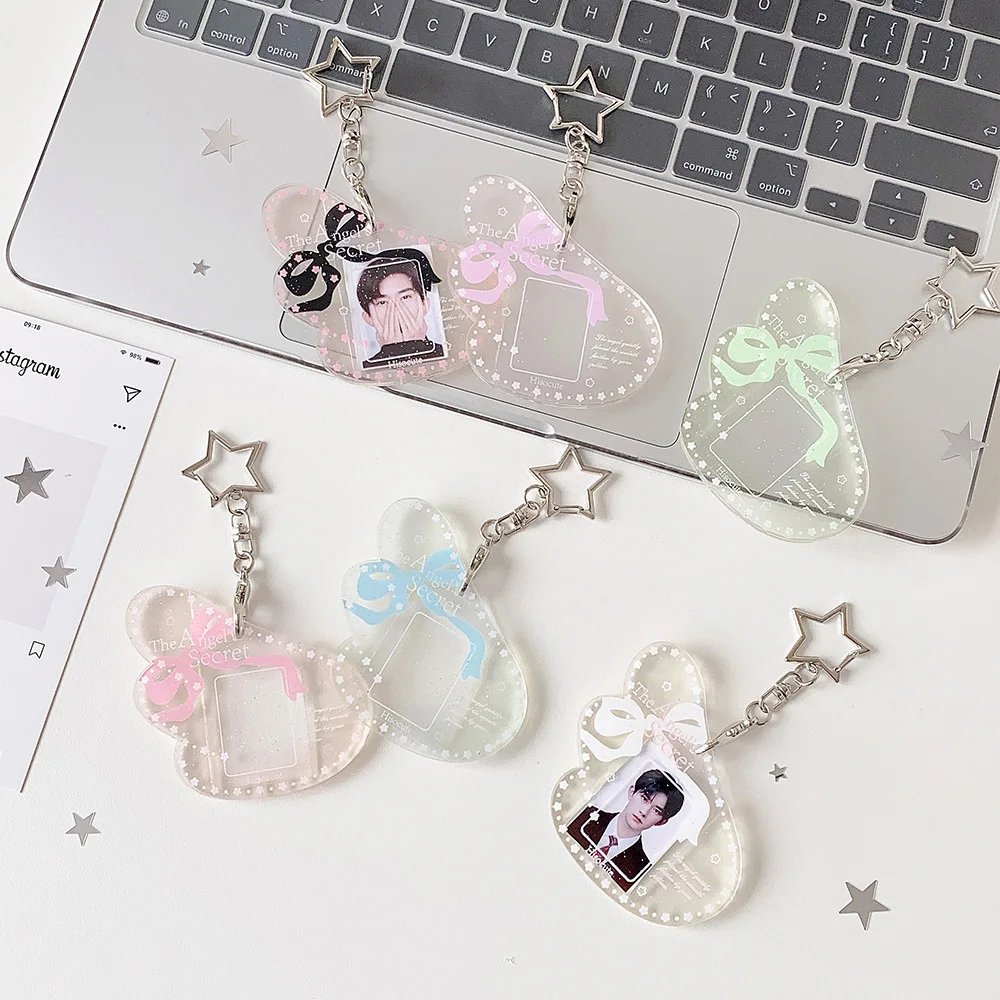 ins Original Small Wing Hard Card Case 1-inch ID Photo Display Case Keychain Accessory Star Chasing Small Card Protector