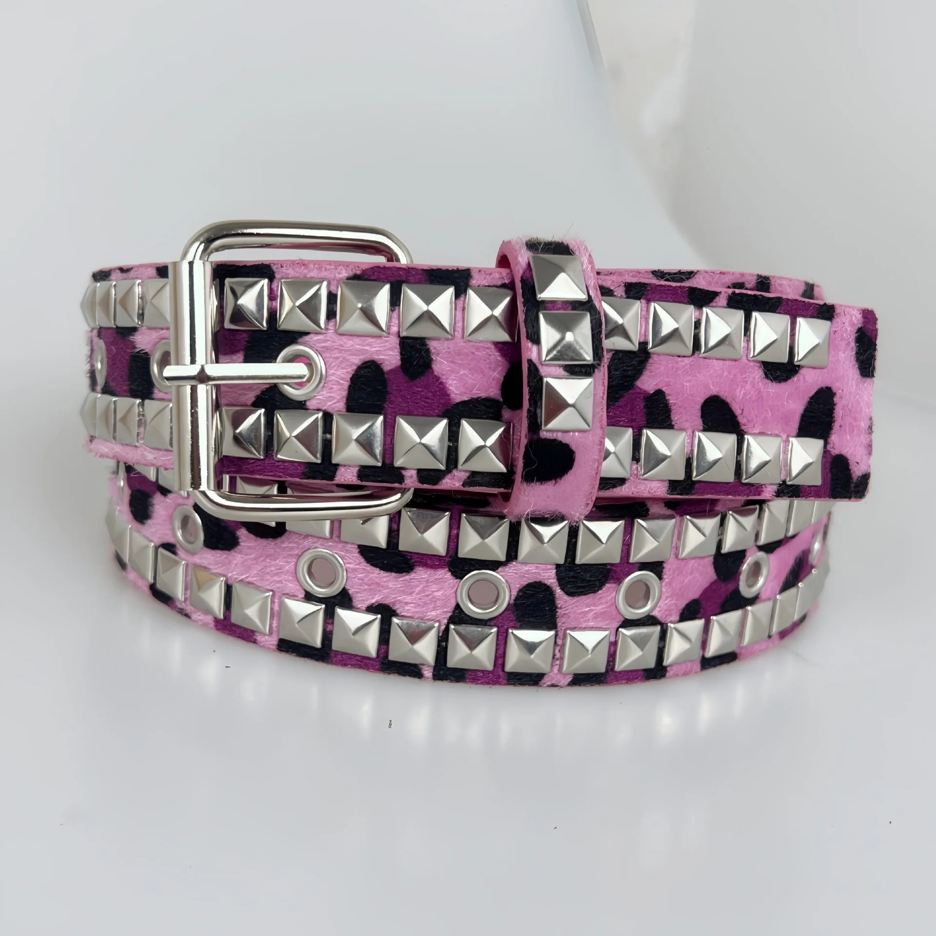 Vendita transfrontaliera Y2K Rivetto Pesante peloso Leopardo Cintura con stampa zebrata OOTD Outfit Z Era Hot Girl