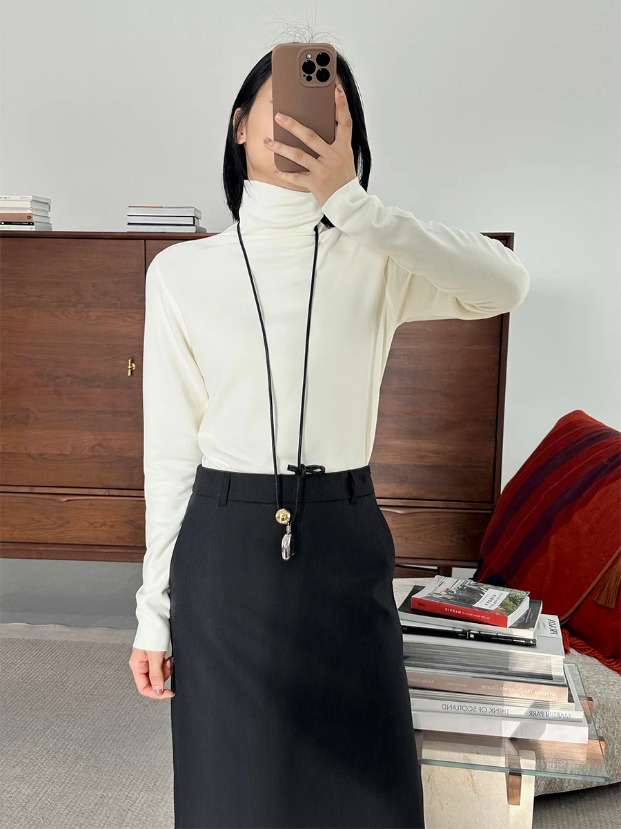 

MUALLYCHEN Warm Velvet High Collar Women's T-irt Versatile Slimming Base Layer irt Casual Sle Long Sve Autumn Winter...