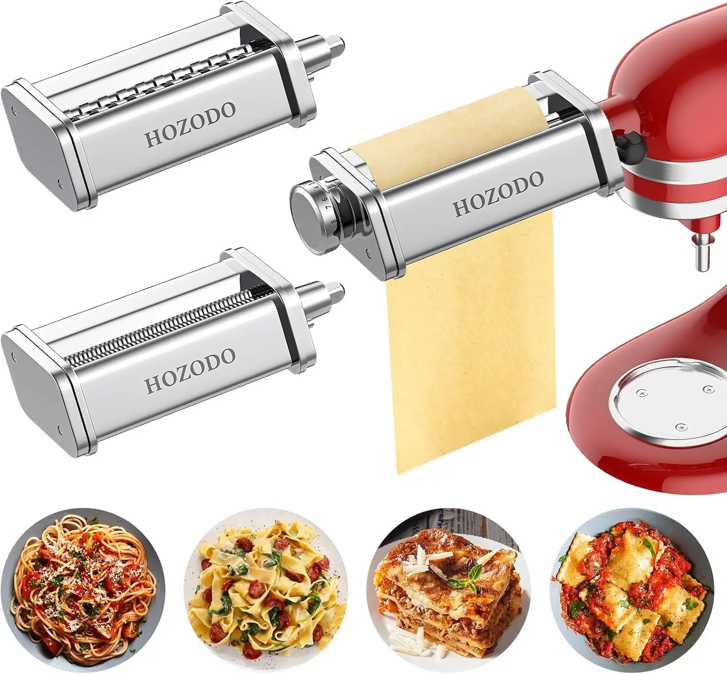 Pasta Attachment For KitchenAid Mixer 3 Pc Pasta Roller Cutter Set Stainless Steel Pasta Sheet Roller Spaghetti Fettuccine Cutte