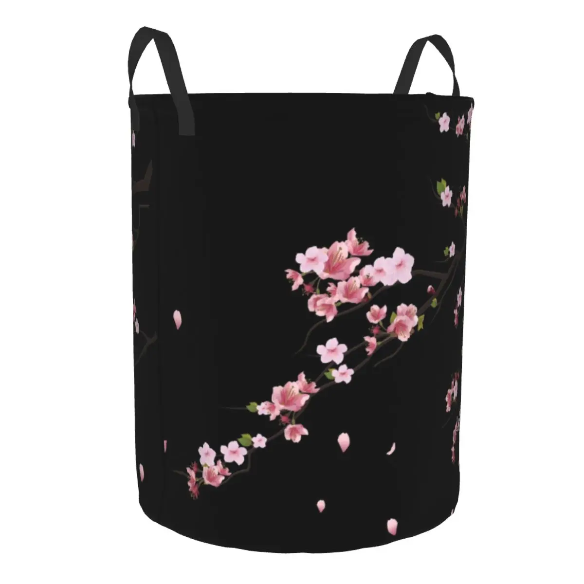 Custom Japanese Sakura Branch Laundry Basket Foldable Flowers Floral Cherry Blossom Clothes Toy Hamper Storage Bin for Kids