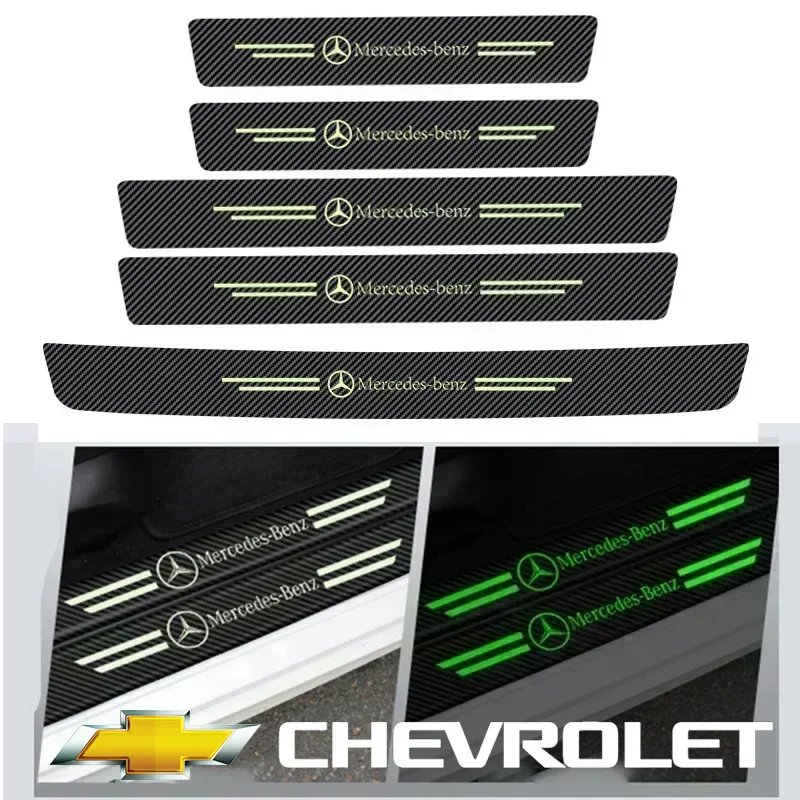 

Car Luminous Threshold Protect Auto Emblem Sticker Accessories For Mercedes Benz AMG Brabus Smart Maybach W204 GLC CLA W205 W203