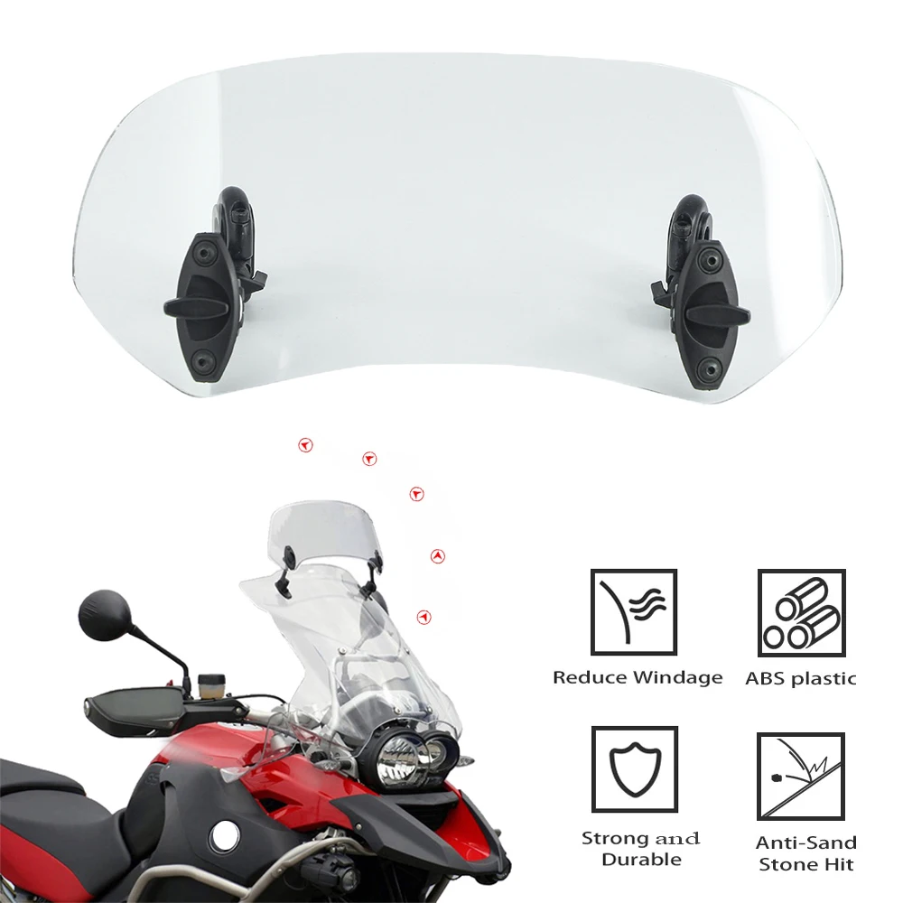 Universal Clamp-On Variable Windscreen Windshield Spoiler Extension For BMW R1250GS F650GS F900XR For Kawasaki Versys 650 1000