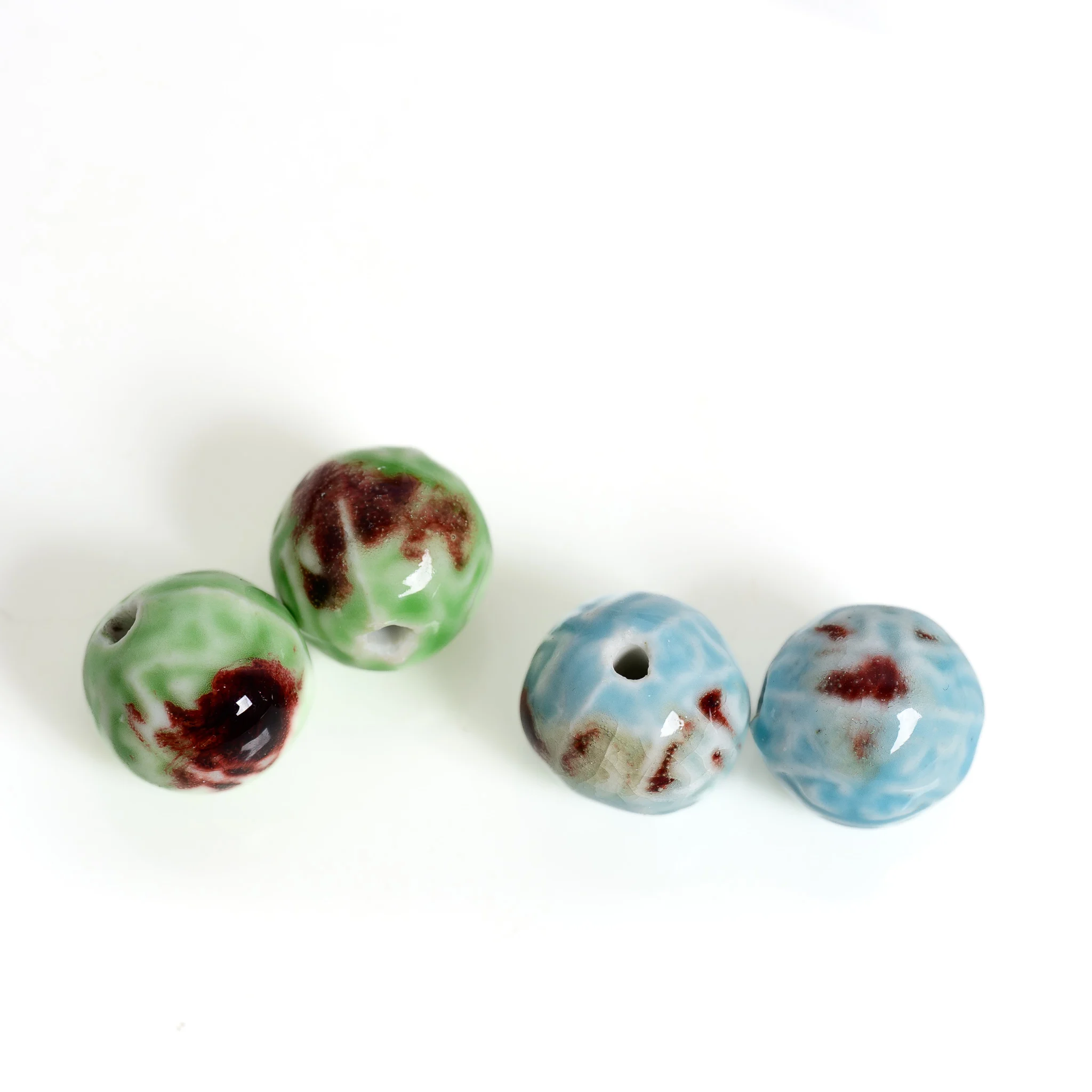 2pcs Large Hole Vintage Ceramic Beads Kiln Fired Glazed Loose Spacer Beads for DIY Macrame Jewelry Making Car Charm