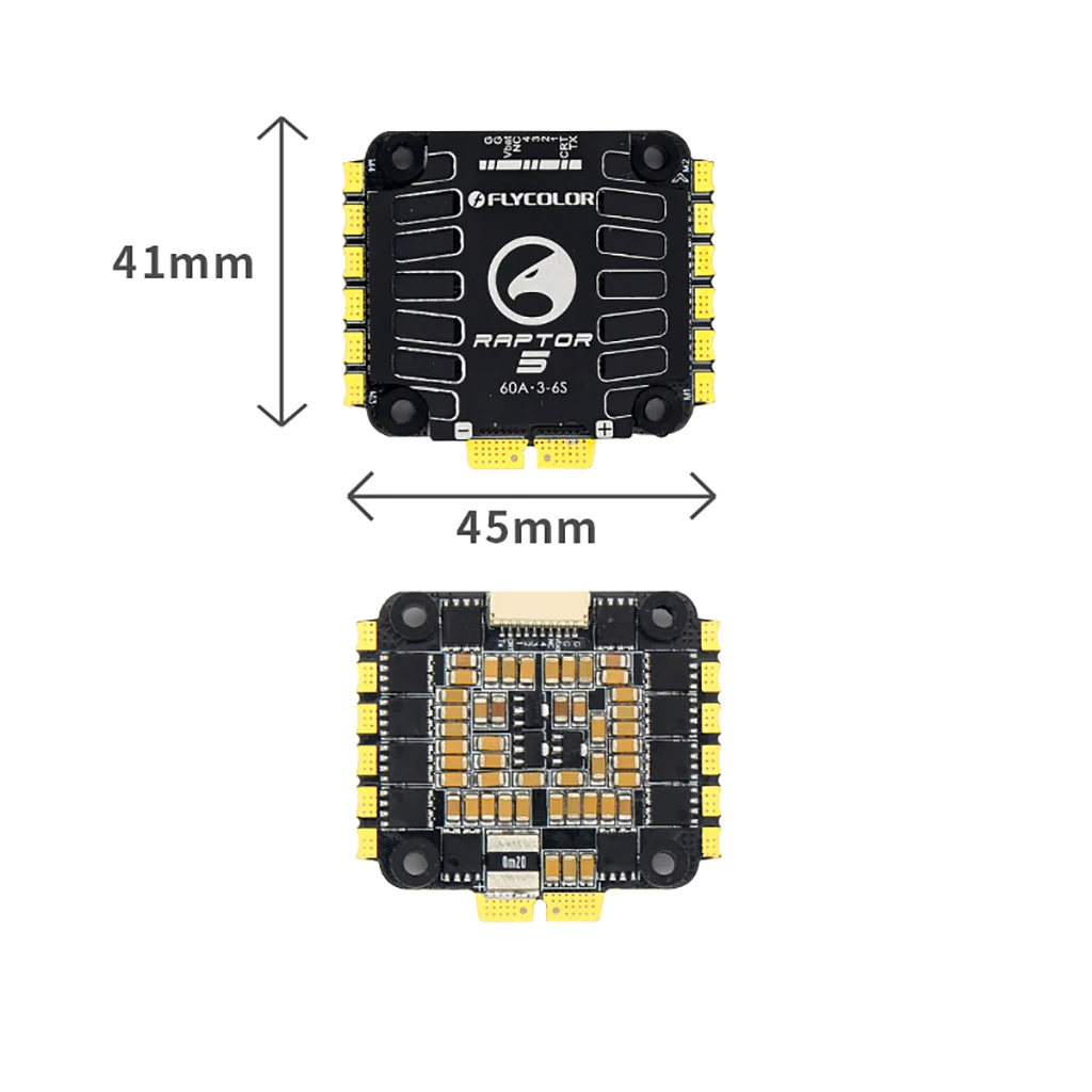 

Flycolor Raptor5 60A 4-in-1 G0714IN1 3-6S Support PWM Oneshot 125 oneshot42 Dshot for FPV Drone Quadcopter Airplane