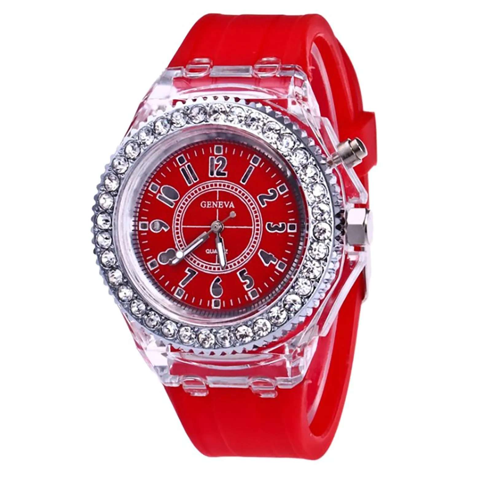 Mode Led Sport Horloges Genève Lichtgevende Vrouwen Quartz Horloge Dames Vrouwen Siliconen Polshorloges Gloeien Relojes Mujer