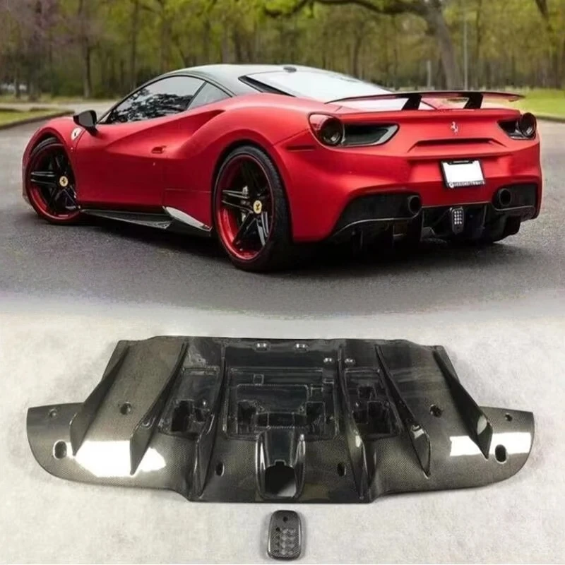 

Real Carbon Fiber Rear Diffuser For Ferrari 488 2015-No Bumper Lip Spoiler Body Kit High Quality Splitters Refits Modification
