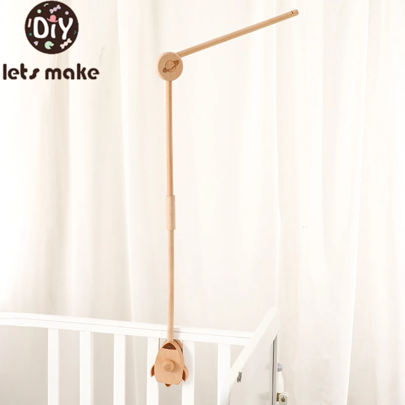 Rattle Toy Baby 0-12 Months Toys Rocket Wooden Mobile Bed Bell Bracket Newborn Bed Bell Hanging Toys Holder Bracket Infant Crib