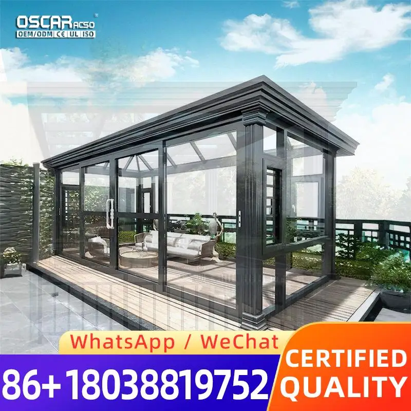 

Современные уличные алюминиевые солнечные комнаты с выдвижной раздвижной стеклянной крышей, устойчивая к атмосферным воздействиям, теплоизоляция, плоский дизайн, настраиваемый sunro