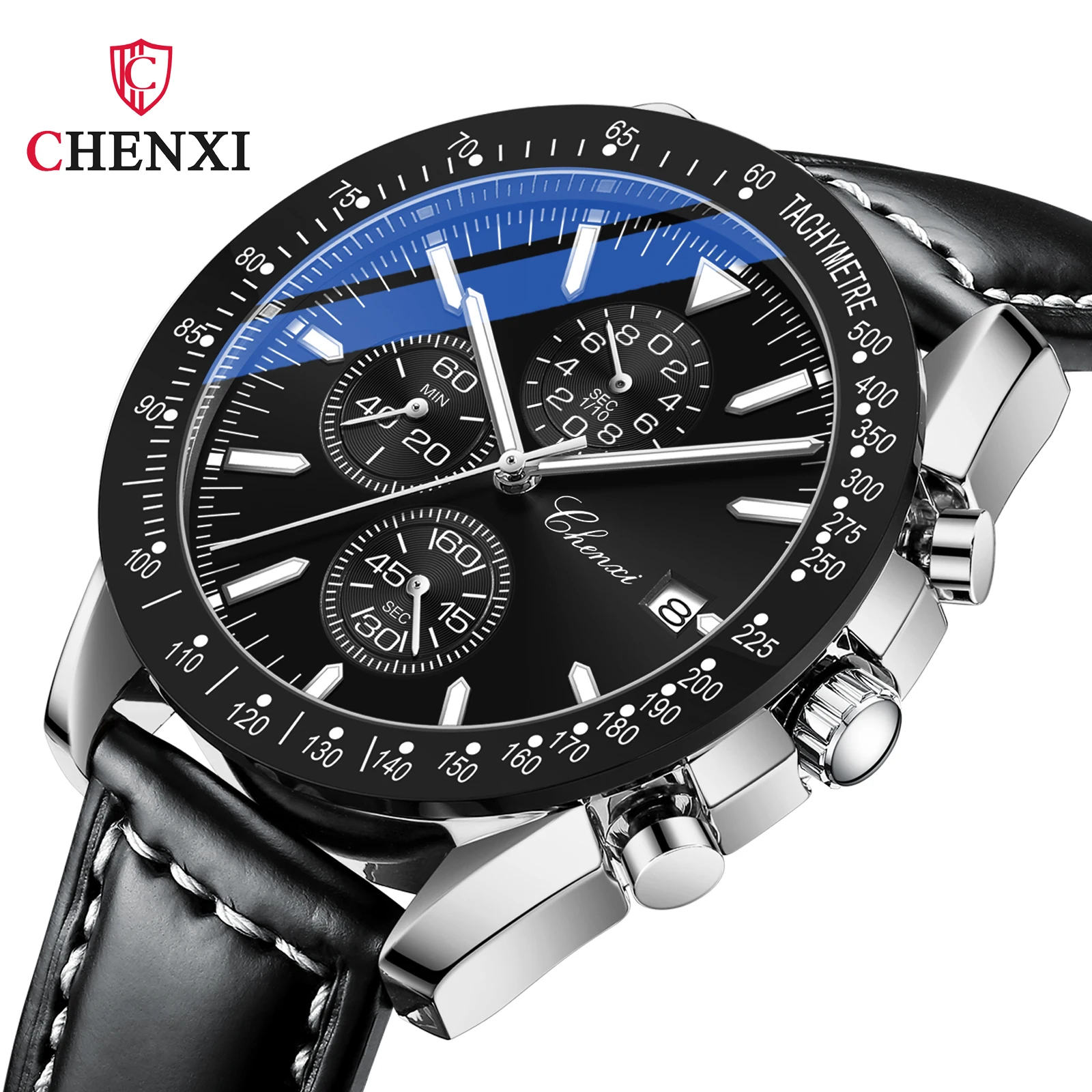 CHENXI 960 reloj de pulsera de lujo para hombre joven cronómetro impermeable luminoso reloj de hombre de cuero de alta calidad reloj deportivo de cuarzo para hombre