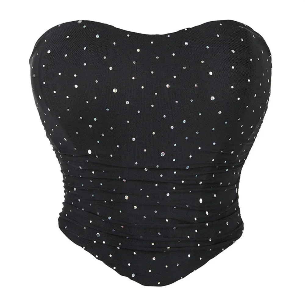 

Women Sexy Breathable Mesh With Sequins Overbust Corset Lingerie Body Shaper Lace-up Bustier Crop Tops Fashion Corselet