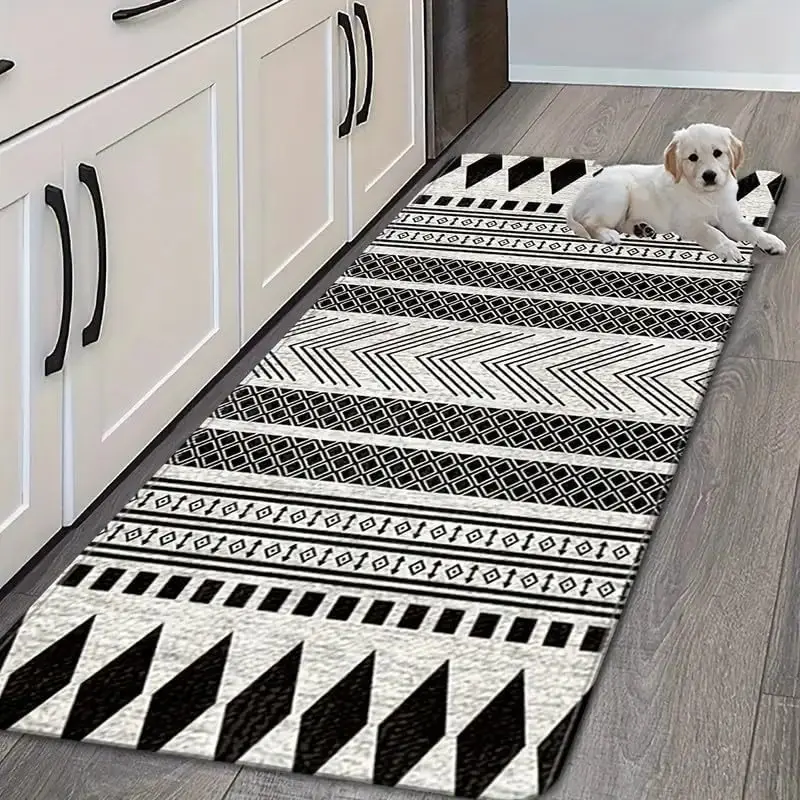 VIKAMA Moroccan Kitchen Non-Slip Carpet Laundry Living Room Sofa Floor Mat Bedroom Entrance Door Mat Home Decor Long Carpet