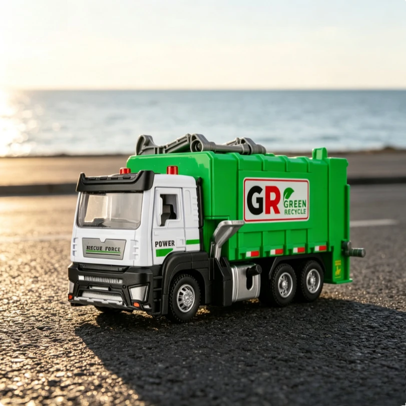 1:32 Alloy hydraulic environmentally friendly recycling vehicle Sanitation vehicle model toys garbage sorting Cross-border