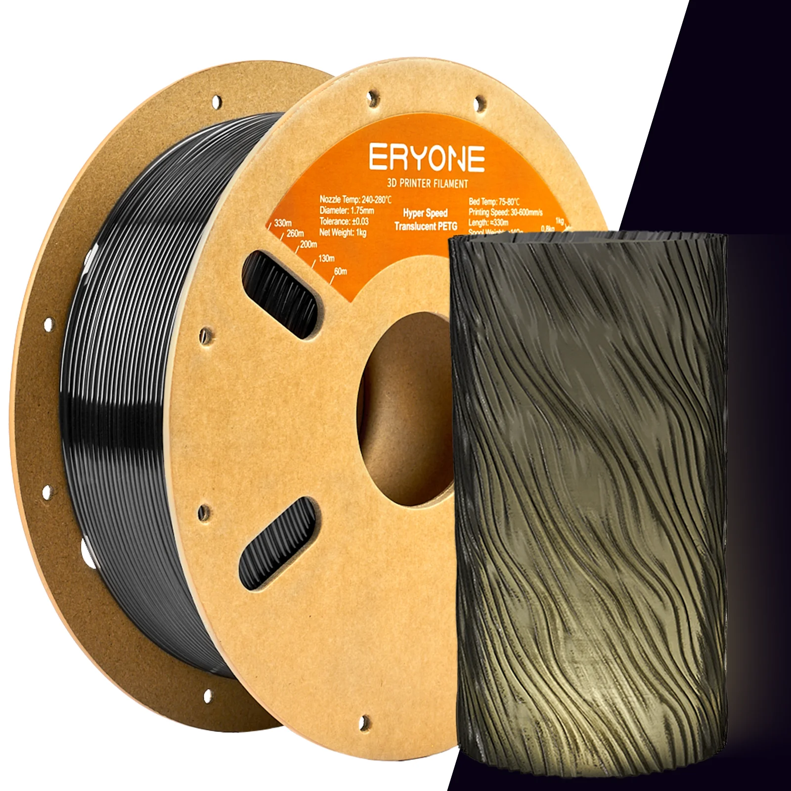 ERYONE Nowy Styl Hyper Speed Przezroczysty PETG 30-600mm/s Filament PETG Hyper Speed Pasuje do Większości Drukarek FDM, 1kg (2.2LBS) / Szpula — zdjęcie produktu 7