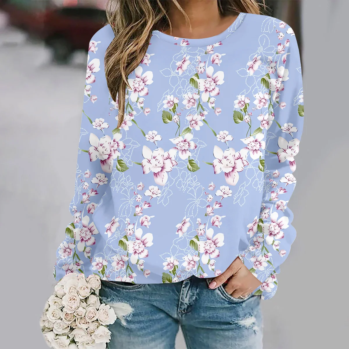 

Autumn Flowers 3d Print Long Sleeve T-Shirt Women's Clothing Long Sleeve T-shirt Fashion Casual Oversized Tops Tees Female