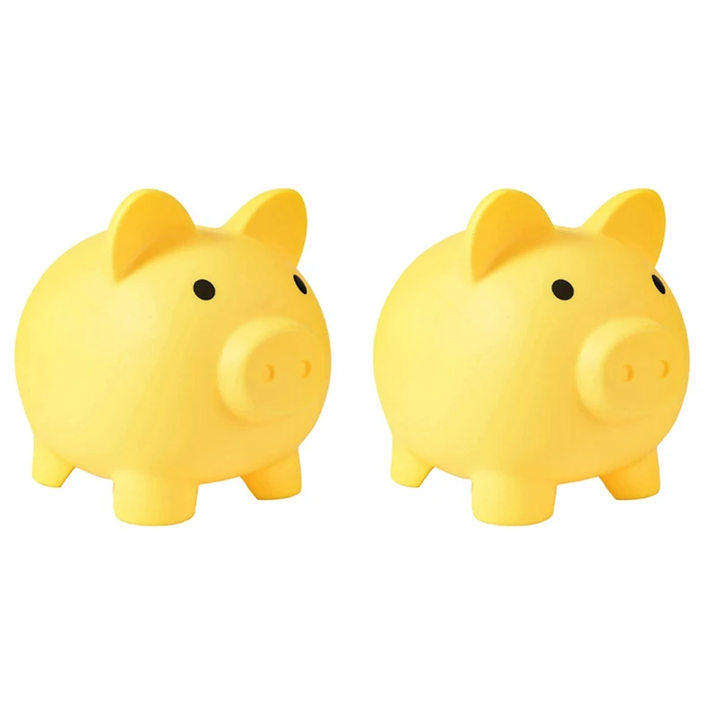 

2X Large Piggy Bank, Unbreakable Plastic Money Bank, Coin Bank For Girls And Boys, Practical Gifts For Birthday(Yellow)