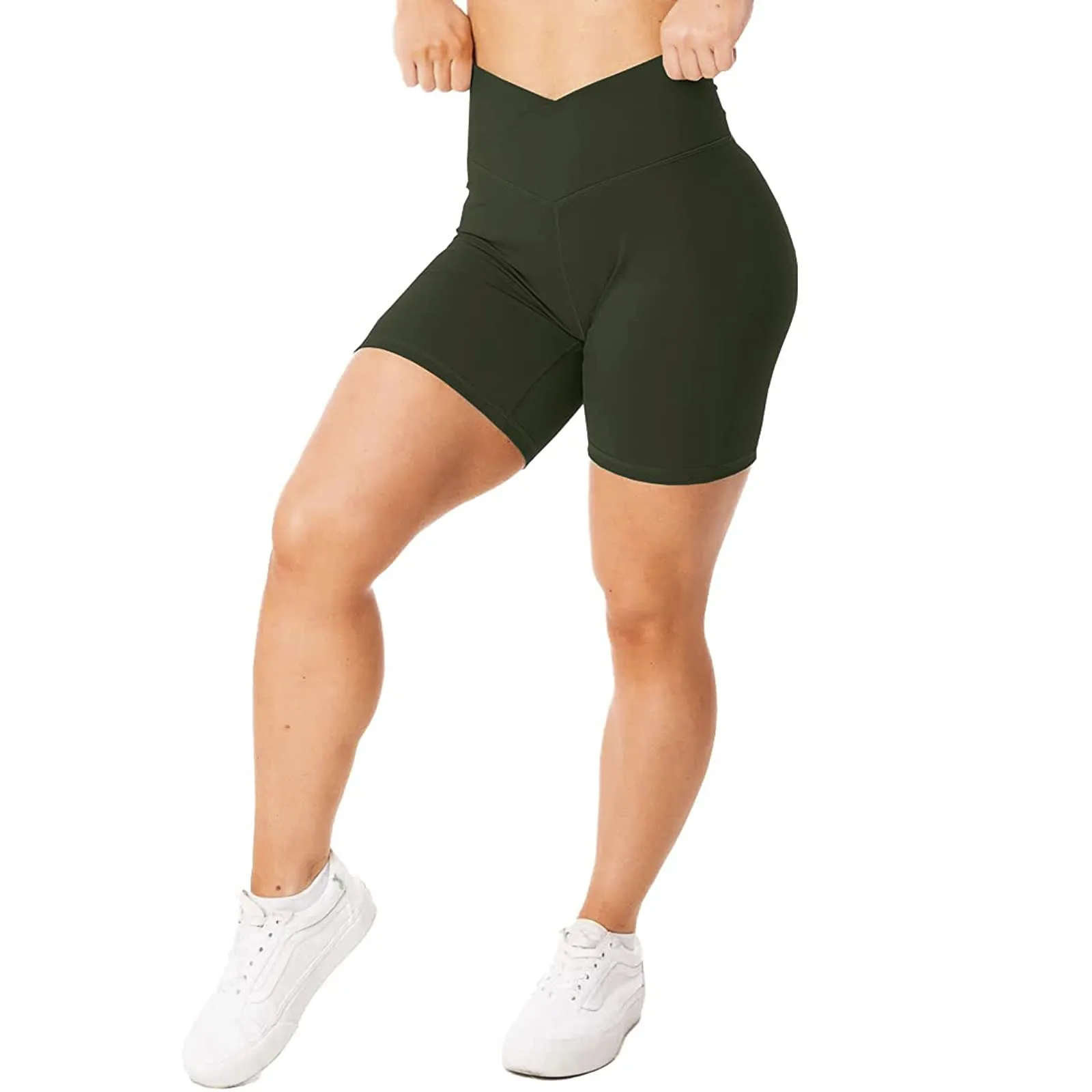 Women Fitness Sports Workout Yoga Shorts Fashion Slim Elastic High Waist Short Pants Seamless Push Up Scrunch Butt Tight Shorts