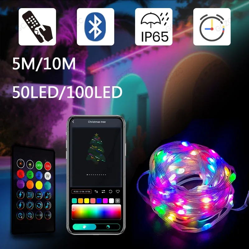 5m/10m USB LED Light String APP Koper Zilver Draad Garland Lights Waterdichte Kerstverlichting Kerst Bruiloft Decoratie