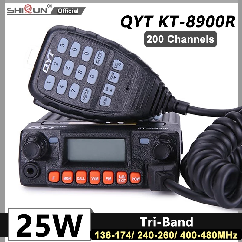 KT-8900R QYT 2M/1.25M/70CM Mobile Radio Tri-Band 25W Dual Standby 200CH  Amateur Transceiver Marine Car Radio Upgraded KT-8900