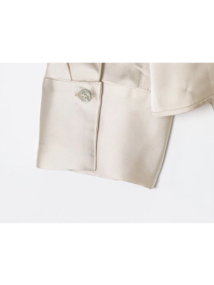 Tfmln 2025 moda feminina roupas de deslocamento sólido elegante gravata frontal manga longa único breasted blusa topos chique ol workwear