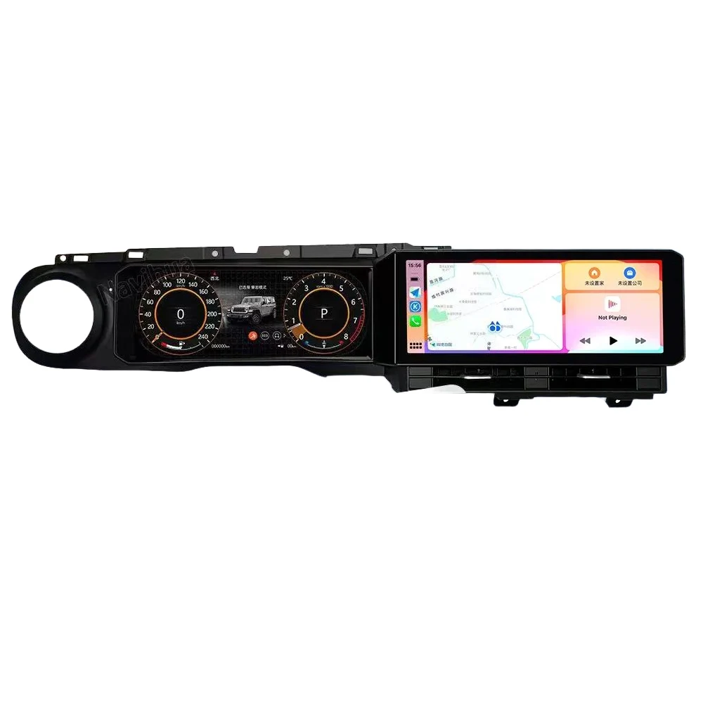 Nuovo Aggiornamento Doppio Schermo da 12.3 pollici Android Multimedia Radio LCD Cruscotto Digital Cluster Carplay Per Jeep Wrangler JL 2019-2023