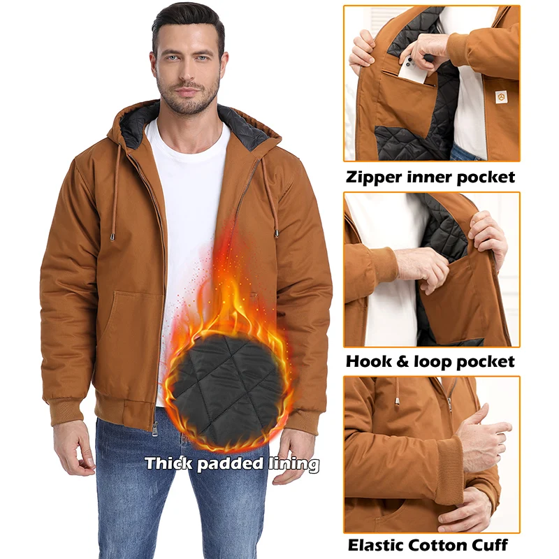 Chaqueta táctica de invierno – Acolchada con capucha para hombre - imagen 3