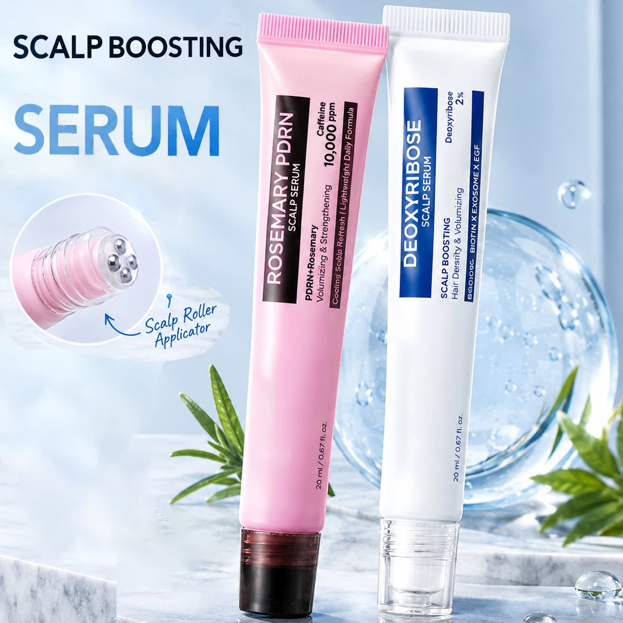 Deoxyribose Boosting Scalp Serum Roller Ball Hair Volumizing Essence Refreshing Non-Greasy Scalp Nourish Daily Hair Care Serum