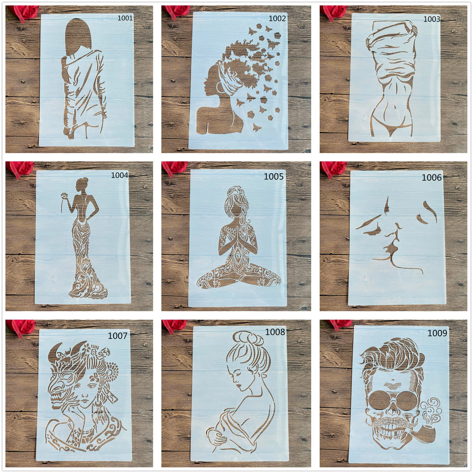 A4 29*21cm DIY postać dziewczyna szablony malowanie ścian księga gości kolorowanie tłoczenie Album papier dekoracyjny szablon karty ściana